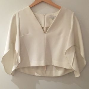 Milly V Neck Crop Wide Sleeve Top Small